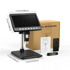 7 Inch IPS Digital Coin Microscope 5MP 50X-1200X Magnifier with Stand Soldering Video Microscope for Electronics Repair 8 LEDS