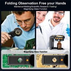 Autofocus 500X Foldable Digital Microscope with 8 leds 2MP Coin Video Microscopes Magnifying Glass 2 Inch for Electronics Repair