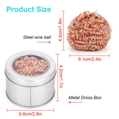 Desoldering Soldering Iron Tip Cleaner Ball Cleaning Ball Mesh Filter Cleaning Nozzle Tip Copper Wire Metal Dross Box