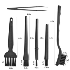 6 in 1 Black Keyboard Cleaning Brush Kit Small Computer Dust Brush Cleaner Anti Static Brush For Electronics Set For Laptop USB Household Cleaning Tool