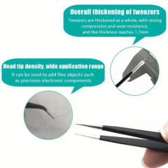 6 Pieces Anti-static Tweezer ESD Tweezer Stainless Steel ESD Safe tweezers Repair Tools Set Maintenance Tool Industrial Precision Curved Straight Tweezers