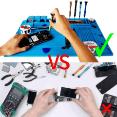 TE-607 45.5x30cm Magnetic Silicone Soldering Mat Anti-Static ESD Heat Resistant Mat 500℃ Magnetic Electronics Repair Mat For Phone Laptop Watch Repair Magnetic Screw Pad