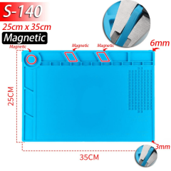 S-140 35x25cm Magnetic Silicone Soldering Mat Anti-Static ESD Heat Resistant Mat 500℃ Magnetic Electronics Repair Mat For Phone Laptop Watch Repair Magnetic Screw Pad