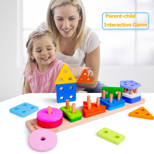 Rolimate Wooden Toy Magnetic Fishing Game Clip Beads Game Puzzle Board,  Best Gift for 3 4 5+ Years Old Boy Girl, Montessori