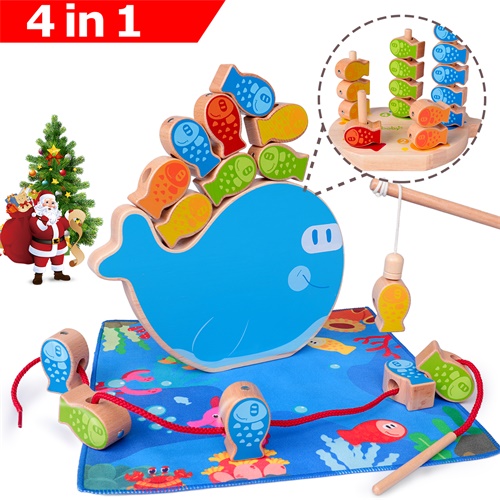 Magnetic Board Fishing Game Toy, Fashionable 2 Layer 4 Poles Light