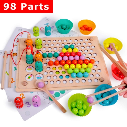 Toddler Toys for 2 3 Year Old Boy, Wooden Magnetic Fishing Game