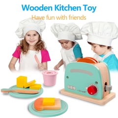 rolimate Wooden Toaster Toy Kitchen Sets Early Educational Developmental Montessori Toy Encourages Imaginative Play Kitchen Role Play Fun Best Birthday Gift for 2 3 4+ Years Old Boy Girl (12 Pcs)