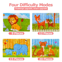 Wooden Jigsaw Puzzle for Kids Best Gift for 3 4 5 Year Old Boys and Girls Animals Preschool Puzzles for Toddler with Metal Box
