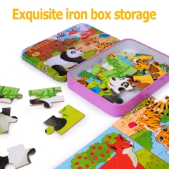 Wooden Jigsaw Puzzle for Kids Best Gift for 3 4 5 Year Old Boys and Girls Animals Preschool Puzzles for Toddler with Metal Box