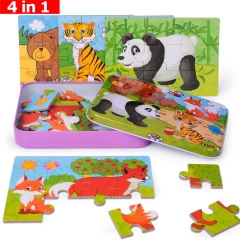 Wooden Jigsaw Puzzle for Kids Best Gift for 3 4 5 Year Old Boys and Girls Animals Preschool Puzzles for Toddler with Metal Box