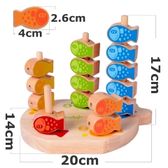 rolimate Wooden Magnetic Fishing Game 4 in 1 Montessori Stacking Game and Beaded Sorter Toys Fine Motor Skill Toy Birthday for 1 2 3+ Years Old Boy Girl Baby Toddler Early Educational Toys