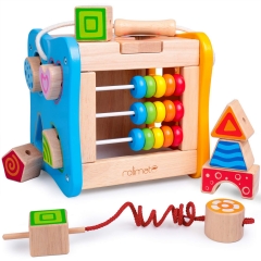 Wooden Activity Cube Best Birthday Christmas Gifts for Kids 1 Year + Boy Girl Toddler Baby Activity Play Centers Shape Sorter Toy for Toddlers Developmental Educational Toy Babys First Christmas