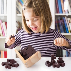rolimate Brain Teaser 3D Wooden Puzzle T-Shaped Tetris Educational Puzzles for Kids and Adults, Geometric Intellectual Jigsaw Puzzle 54pcs Blocks Explore Creativity Problem Solving Gift Desk Puzzles
