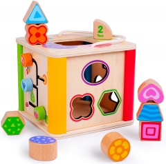 rolimate Wooden Activity Cube Best Birthday for 1 2 3 4 Year Old Boy Girl Babys Shape Sorter Toy Activity Center Preschool Toys for Children Kid Toddler Travel Toys