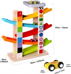 Toddler Toys Car Ramp Best Birthday Christmas Gifts Toy for 1 2 3 4 Years Old Boy Girl Race Track 5 Level Wooden Ramp Racer Switchback Race Track with 5 Speed Cars Early Educational Car Toys
