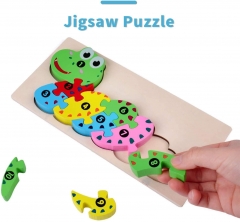 rolimate Wooden Jigsaw Puzzle Building Blocks Animal Wooden Puzzle, Learning Educational Toys Wooden Numbers Block Toys for 3 4 5+ Years Boys Girls - Caterpillar