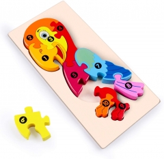 Rolimate Wooden Jigsaw Puzzle Building Blocks Animal Wooden Puzzle, Learning Educational Toys Wooden Numbers Block Toys for 3 4 5+ Years Boys Girls - Parrot