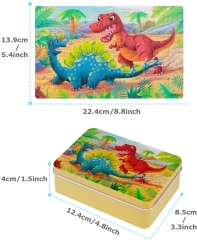Rolimate Wooden Jigsaw Puzzles for Kids 60 Piece Best Gift 3 4 5 Year Old Boys and Girls, Animals Colorful Wooden Puzzles for Toddler Children Learning Educational Puzzles Toys with Metal Puzzle Box