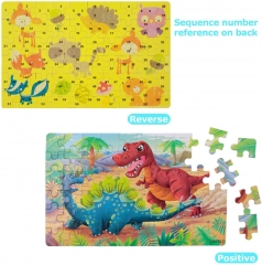 Rolimate Wooden Jigsaw Puzzles for Kids 60 Piece Best Gift 3 4 5 Year Old Boys and Girls, Animals Colorful Wooden Puzzles for Toddler Children Learning Educational Puzzles Toys with Metal Puzzle Box