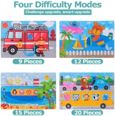 Rolimate Jigsaw Puzzles 4 in 1 Preschool Puzzle, Best Birthday Gift for 3 4 5 Years Old Boy Girl Toddler, Montessori Educational Learning Toy