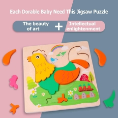 Rolimate Wooden Puzzles for Toddlers - Rooster Pattern Animal Jigsaw Puzzles for 3 4 5 Years Old Boys & Girls,Early Educational Preschool Montessori Toys for Birthday Gift,Learning Travel Toy