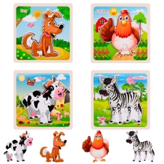 Rolimate Wooden Jigsaw Puzzles for Toddlers Age 3 4 5 Year Old, Preschool Animals Puzzles Set for Kids Children, Shape Color Learning Educational Puzzles Toys for Boys and Girls (4 Pack)