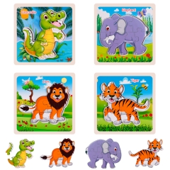 Rolimate Wooden Jigsaw Puzzles for Toddlers Age 2 3 4 5 Year Old, Preschool Animals Puzzles Set for Kids Children, Shape Color Learning Educational Puzzles Toys for Boys and Girls (4 Pack)