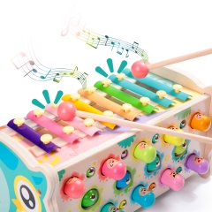 rolimate Hammering Pounding Toy Hamster Toy Xylophone Fishing Magnet Game, Montessori Early Educational Fine Motor Skill Toy , Best Birthday Gift for 3 4 5+ Years Boys Girls (2 Hammers Included)