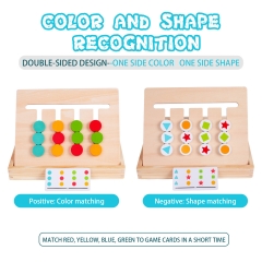 Rolimate Preschool Learning Toys Four-Color & Shape Sorting Puzzle Matching Brain Teasers Logic Games Montessori Educational Wooden Toys for Kids Child Boys Girls Age 3 4 5 6 7 Years Old Family Game