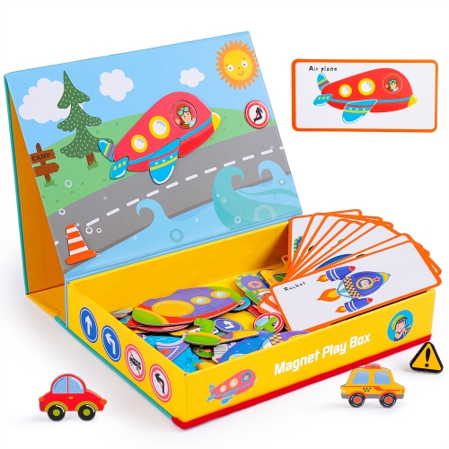 Rolimate Magnetic Puzzles Set, Early Educational Montessori Travel Toy Board Puzzles Games Learning for Age 3 4 5+ Years Old Boys Girls