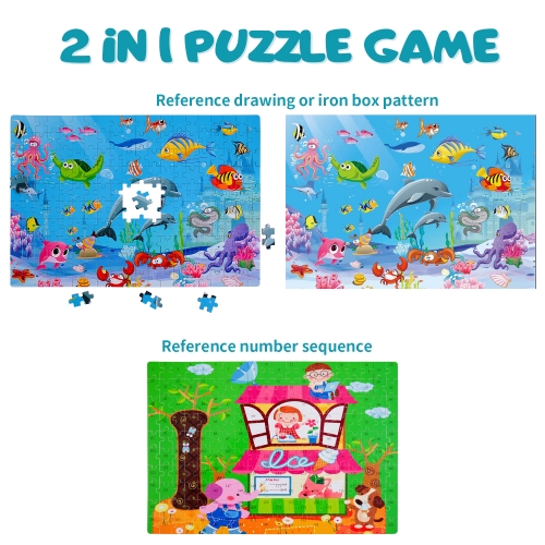 Rolimate Wooden Jigsaw Puzzles for Kids 60 Piece Best Gift 3 4 5 Year Old Boys and Girls Animals Colorful Wooden Puzzles for Toddler Children Learning Educational Puzzles Toys with Metal Puzzle Box 
