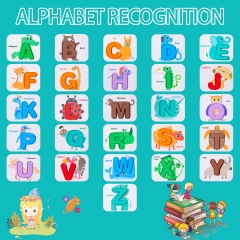 Rolimate Alphabets and Numbers Flash Cards Set - ABC Wooden Jigsaw Animal Card Board Matching Puzzle Game Preschool Educational Montessori Toys Gift for Toddlers Kids Boys Girls 3 4 5 Years Old