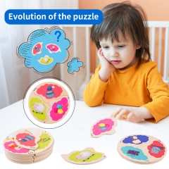 Rolimate Educational Toy, Wooden Jigsaws Puzzle Montessori Preschool Learning Toy Brain Teaser Matching Game Parent-Child Interaction Toy for 3 4 5 + Years Old Boys and Girls, 36 Pcs & Best Gift