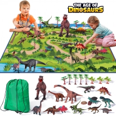 Dinosaur Toys - 14 Realistic Dinosaur Figures, Educational Dinosaur Playset with Activity Play Mat & Trees for Creating a Jurassic Dinosaur World, for Boy & Girl Aged 3 4 5 6 7+ Years