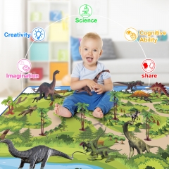 Dinosaur Toys - 14 Realistic Dinosaur Figures, Educational Dinosaur Playset with Activity Play Mat & Trees for Creating a Jurassic Dinosaur World, for Boy & Girl Aged 3 4 5 6 7+ Years