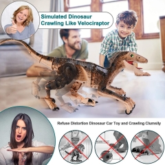 rolimate Dinosaur Toy, Remote Control Dinosaur Toys for 5 6 7 8 Years Old Boys Girls, 2.4Ghz RC Robot Toy LED Lightup Walking Roaring, Touch Control Simulation Velociraptor Jurassic Dino(Rechargeable)