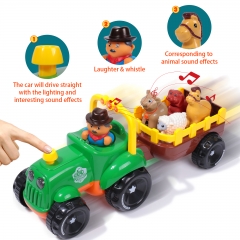 rolimate Kids Toys Farm Truck Tractor with Detachable Farmer & Animals, Musical Tractor with Light & Animal Sound Effect, Best Gifts for 1 2 3 Year Old Boys Girls Toddlers (Green)