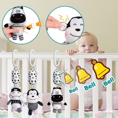 rolimate Baby Toy Cartoon Animal Stuffed Hanging Rattle Toys, Baby Bed Crib Car Seat Travel Stroller Soft Plush Toys with Wind Chimes, Best Birthday Gift for Newborn 0-18 Month (Monkey, Zebra & Hippo)
