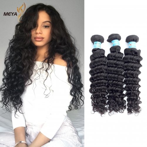 Meya cheap Brazilian cuticle aligned unprocessed remy human deep wave hair bundles