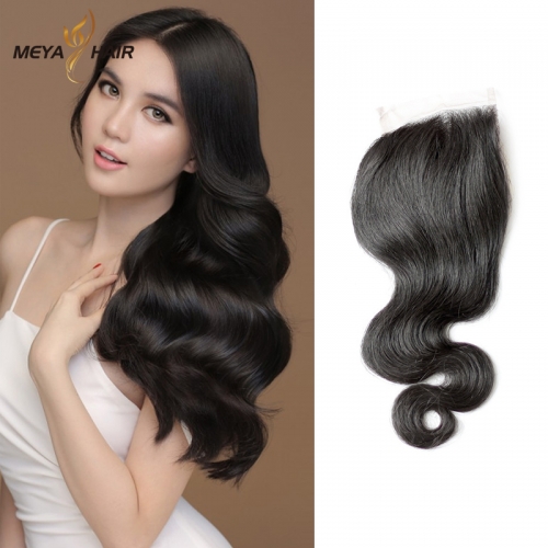 Meya 100% human 4*4 lace Closures Brazilian factory price body wave