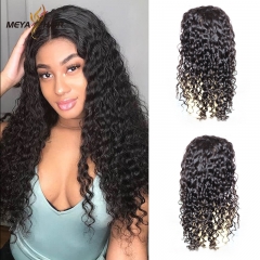 Meya 100% human full lace wigs deep wave Brazilian hair factory price