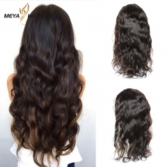 Meya 100% human full lace wigs nature wave Brazilian hair factory price