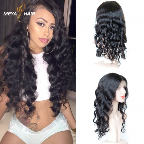 Meya 100% human full lace wigs straight Brazilian hair factory price