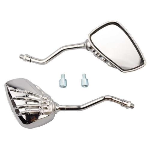 GOOFIT 8mm Chrome Hand Claw Shadow Rearview Side Mirror Silver Replacement For Motorcycle Moped Scooter
