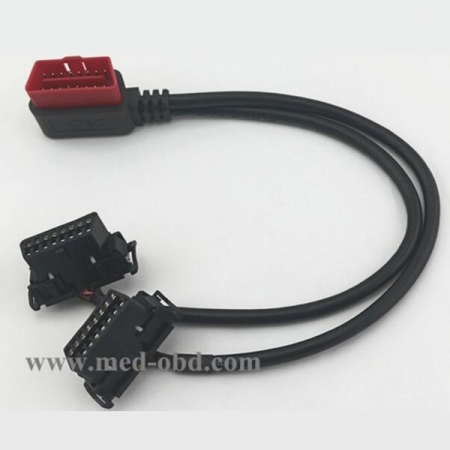 OBD2 Splitter Y Cable, Right-Angle J1962M To 2 J1962F, Y Cable, 1ft