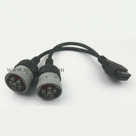 Deutsch Splitter Y Cable 2pcs 6pin OBD2 16pin Female To 2pcs J1708 6pin Y Cable