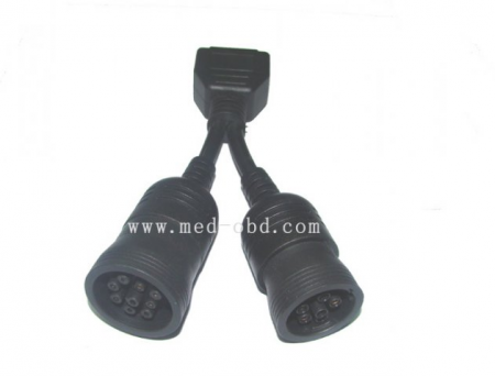 Truck Y Cable OBD2 16pin Female To J1708 6pin/ J1939 9pin J1962F To J1708/J1939 Y Cable