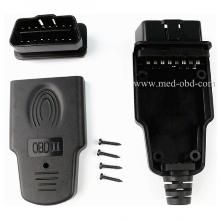 Black OBD2 Connector J1962m Plug With Enclosure And Cable Relief 16pin Male Connector