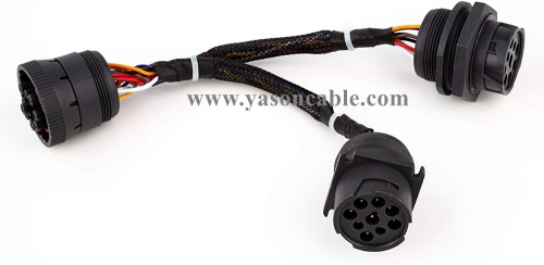 Black Type 1 J1939 9pin Splitter Y Cable Female to 2 Male for Truck Freightliner GPS ELD Tracker