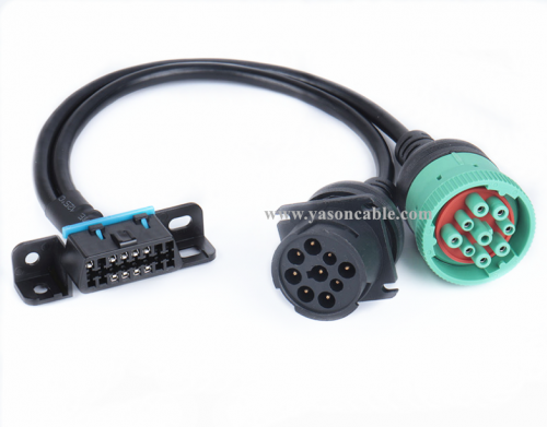 OBD2 Indash Female Connector to J1939 9pin and J1708 6pin cable